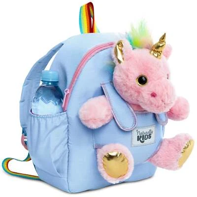 Toddler Backpack With Pink Unicorn Stuffed Animal Naturally for KIDS Blue Medium - Изображение 1 из 4