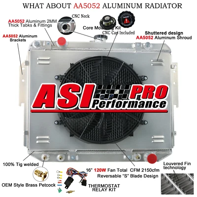 4-Row Radiator+Shroud Fan For 1999-2003 Dodge Ram 1500 2500 3500 Van Truck V8 - Изображение 1 из 4