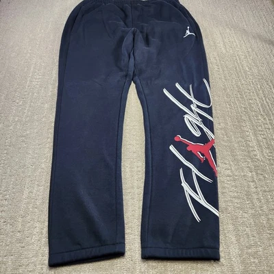 Jordan Nike Joggers Men XL Flight Fleece Sweatpants Spellout Black Big Logo  - Image 1 of 4