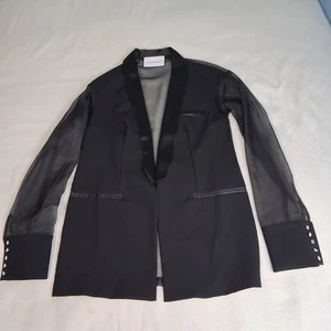 Blazer Azalea Wang tecnica mista nero oversize giacca smoking schiena trasparente taglia M - Foto 1 di 17