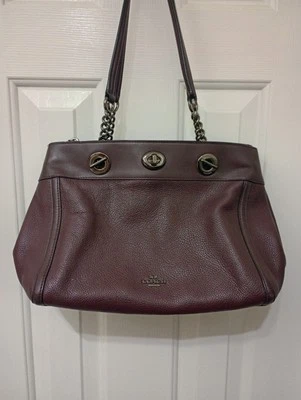 Coach BBriwn Turnlock Edie Pebble Leather Carryall Satchel/Shoulder Bag - Image 1 of 4