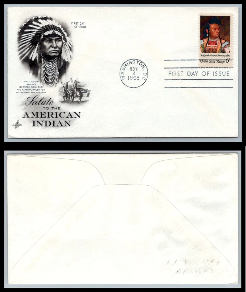 US FDC # 1364 6c American Indian  ArtCraft   1968, 9p9356 - Image 1 of 1