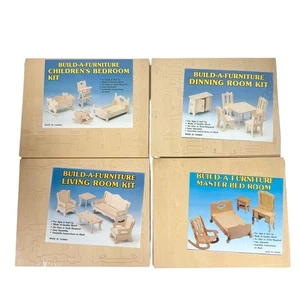 Build-A-Furniture Puppenhaus Bausatz Kinderzimmer Wohnen Esszimmer 4 Stück NEU - Bild 1 von 2