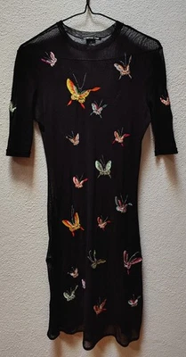 Vestido Mariposa Vivienne Tam Años 90 Y2K EE. UU. 1 ARCHIVO VINTAGE Malla Etéreo Boho Foto 1 de 4