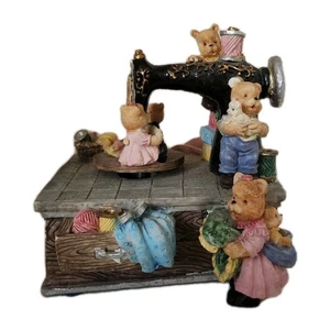 Caja de música para máquina de coser BEARS Sankyo tocadiscos animado resina - Imagen 1 de 4