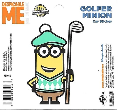 Despicable Me Golfer Minion Figure Peel Off Car Sticker Decal NEW UNUSED