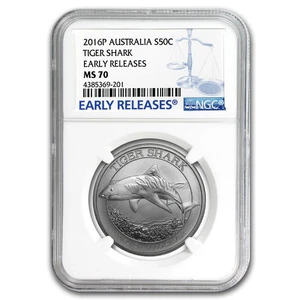2016 Australia 1/2 oz Silver Tiger Shark MS-70 NGC (ER) - Picture 1 of 3