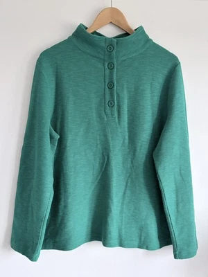 Seasalt Cornwall Women’s Green Button Up Last Boat Cotton Sweatshirt UK 14 - Image 1 of 4