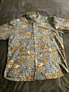 Vintage Stitch Hawaiihemd Herren Größe L Kurzarm Geometrisch Blumenmuster - Bild 1 von 9