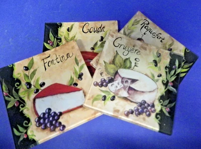 Juego de 4 Platos Aperitivos Queso Vidrio Templado Gouda Roquefort Fontina Gruyere Foto 1 de 4