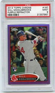 2012 TOPPS CHROME #197 WILL MIDDLEBROOKS "PURPLE REFRACTOR" RED SOX, PSA 9 (967) - Foto 1 di 1