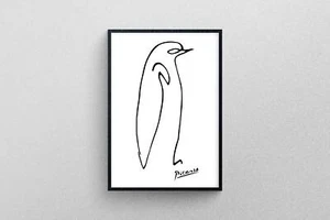 Picasso's Penguin Poster Art Drawing | Exhibition Print in High Resolution - Picture 1 of 7