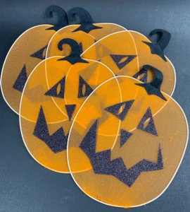 VTG Halloween Fall Pumpkin Wall Decor Set of 5 Party Decorations 11" x 8.25" - Picture 1 of 9