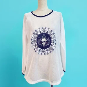 Brand New Unisex Skull with Pearls badge Mesh Long Sleeve T shirt GOTH Punk - Picture 1 of 6