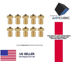 10 Pcs ANYCUBIC J-HEAD M6 1.0mm BRASS FINE NOZZLE EXTRUDER 1.75mm 3D PRINTER - Picture 1 of 2