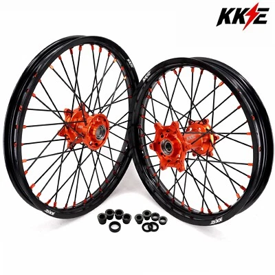 Ruedas de moto de cross CNC KKE 21/19 para KTM SX MXC EXC 125-520 2000-2002 radios negros Foto 1 de 4