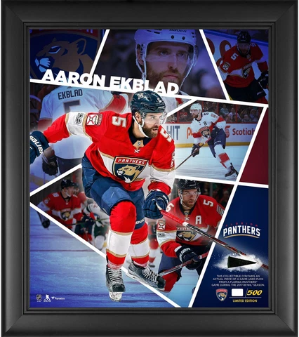 Aaron Ekblad Panthers FRMD 15x17 Impact Collage with a Piece of GU Puck-LE/500 Cover
