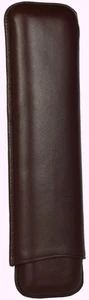 MARTIN WESS BROWN SMOOTH GOATSKIN / COWHIDE LEATHER 2 CHURCHILL CIGAR CASE NEW - Picture 1 of 3