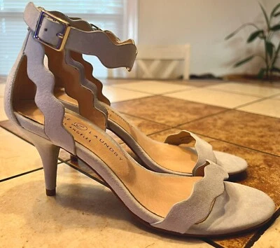 Zapatos de salón Chinese Laundry para mujer Rosie festoneados punta abierta con cordones gamuza azul 5,5 Foto 1 de 4