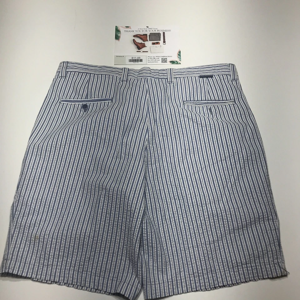Pantalones Cortos Dockers Tour Para Hombre Talla 36 Azul Blanco Gris Rayas Seersucker Plisado Frontal Foto 1 de 4