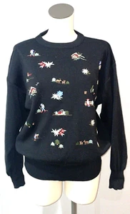 Meister Vintage Embroidered Holiday Sweater size L Wool Blend Unique Design - Picture 1 of 13