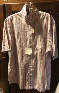VINTAGE CALVIN KLEIN JEANS MENS STRIPED COTTON SHORT S SHIRT 3XL NWT GREAT GIFT - Picture 1 of 8