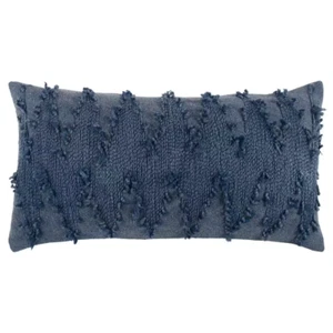 Blue Geometric Chevron Applied Cotton Cording Cotton Poly Filled 14 In. X 26 In. - Picture 1 of 12