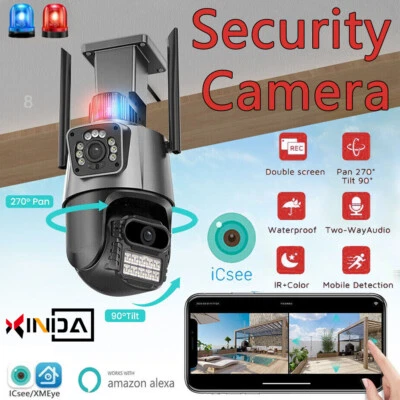 8MP 4K Wifi Security Camera Dual Lens 1-8X Zoom Outdoor PTZ IP Night Vision Cam  - image 1 of 4