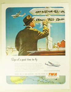 Anuncio impreso de revista grande TWA 1952 página completa de colección TRANS WORLD AIRLINES - Imagen 1 de 1