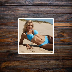 Pinup girl sticker vinyl decal woman blonde bombshell cleavage seductive sexy - Picture 1 of 3