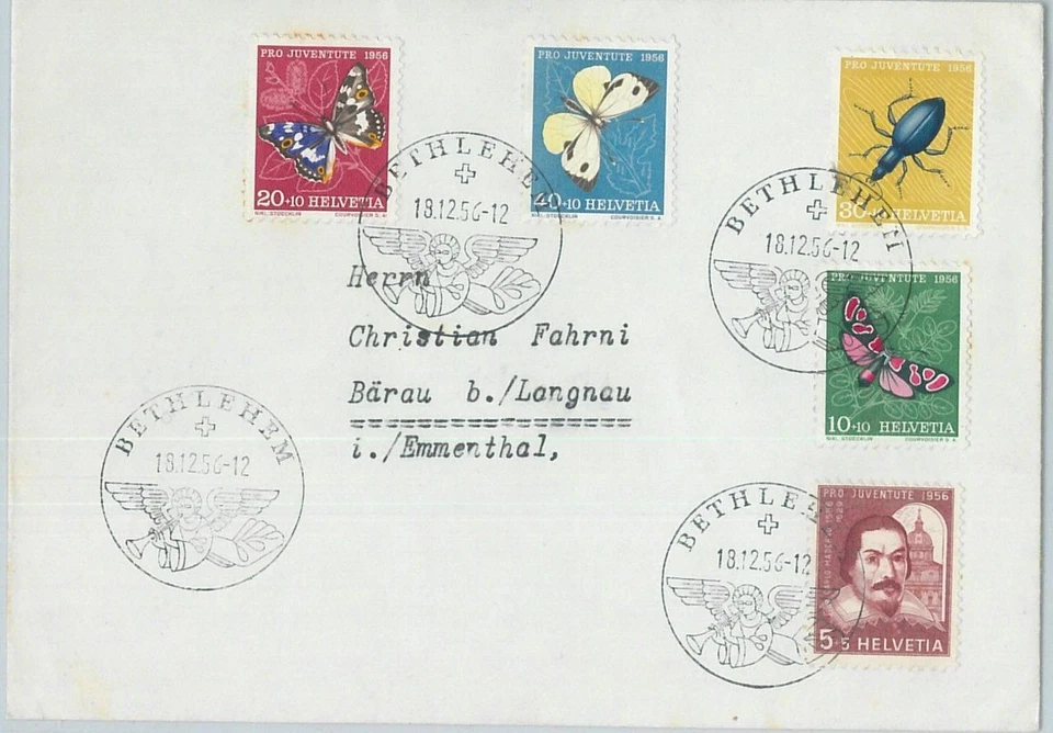 75620 - SUIZA - Historia Postal - CUBIERTA Pro Juventute 1956 Mariposas Foto 1 de 1