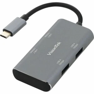 Visiontek 901539 USB-C Hub 2x USB-A 2x USB-C Gray Silver - Picture 1 of 2
