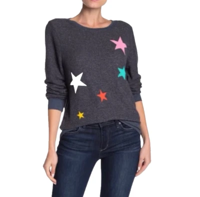 Suéter de malha Wildfox feminino M Star Scatter novo com etiquetas feito nos EUA US$ 98 MSRP - Imagem 1 de 4