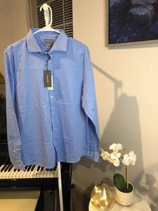 Michael Kors New Slim Fit Dress Shirt Light Blue Untucked Length Size (L) 34/35  - Picture 1 of 4