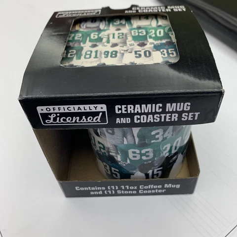 New - NFL Philadelphia Eagles Legacy Coffee Cup Mug & Coaster Set Green & White Cover