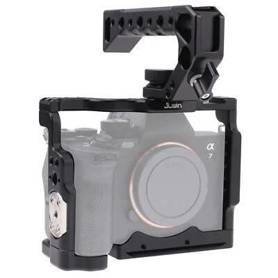 Black Camera Cage 1/4"&3/8" Thread with Top Handle Grip for Sony ILCE-7M4/A7IV - Image 1 of 4