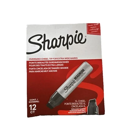Sharpie Oversized Chisel Tips For Extra Wide Marks, Black, 12 PACK