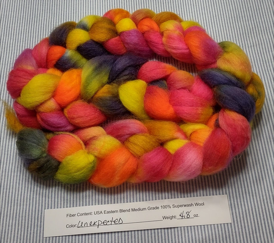 Superwash Wool Combed Top Roving Spinning Handpainted USA NWT Unexpected - Image 1 of 1