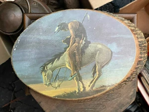 Vintage Made By The Cherokees Qualla Reservation Holzkunst Plakette 1995 10x8x1 - Bild 1 von 3