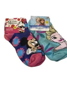 Disney Minnie Mouse & Frozen Girls Ankle Socks 2-Pack - Picture 1 of 2