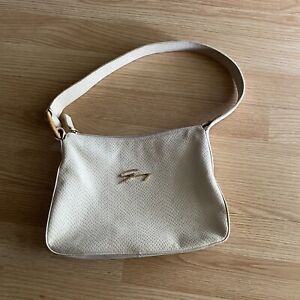 Genny Italy Beige Leather Embossed Handbag