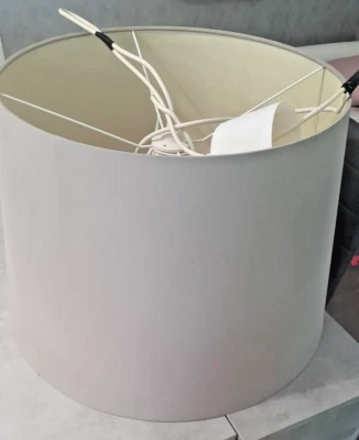 Lampadario a Sospensione da Soffitto Cilindro in Tessuto 50cm Grigio - Immagine 1 di 3