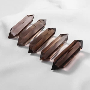 Natural Smoky Quartz Crystal Hexagonal Stone Wand Double Point Energy Healing - Picture 1 of 11