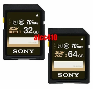 Sony 32GB 64GB SD SDHC SDXC Memory Card SF-32UY2 SF-64UY2 R:70MB/s C10 4K AU - Picture 1 of 3