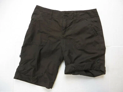 Pantalones Cortos Mujer Bajo 100% Algodón Marrón Oscuro Enrollables Talla 8  Foto 1 de 3