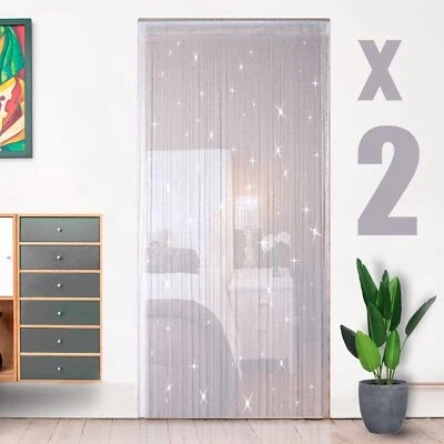 Lot de 2 Rideaux Fils Paillette 100x200cm Draperie Frange Décoration Elégance... - Photo 1/4