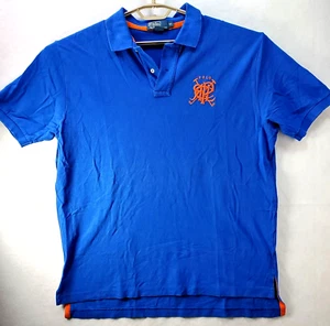Vintage Polo Ralph Lauren Herren Gr. XL blau orange selten Wappen bestickt Piqué Hemd - Bild 1 von 12