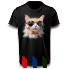 Cool Humorvoll Katze mit Sonnenbrille Cat Kater Fun T-Shirt 152 - 3XL Baumwolle