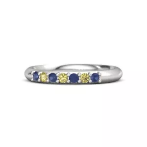 Birthday Gift For Her Blue Sapphire Gemstone Eternity Ring Size 7 925 Silver - Picture 1 of 9