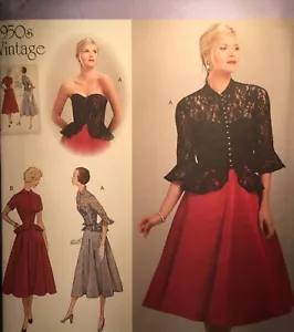 NEW 2014 'SIMPLICITY' HISTORICAL 1950s  STRAPLESS DRESS + PATTERN 1250 14-22 - Picture 1 of 2